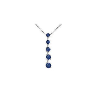 Blue Sapphire Journey Pendant : 14K White Gold - 1.00 CT TGW