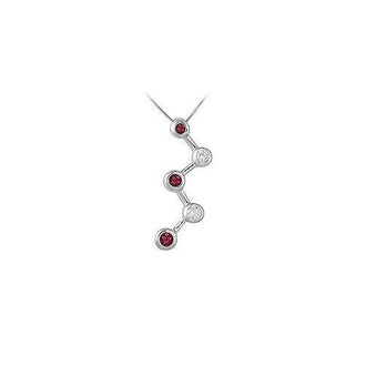 Ruby and Diamond Pendant : 14K White Gold - 0.50 CT TGW