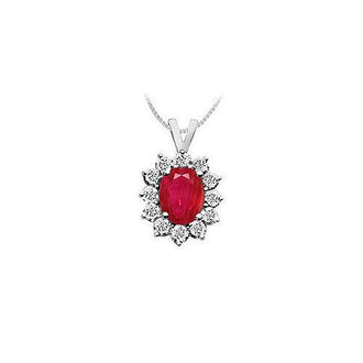 Ruby and Diamond Pendant : 14K White Gold - 2.25 CT TGW