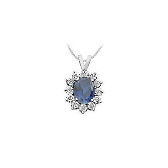 Sapphire and Diamond Pendant : 14K White Gold - 2.25 CT TGW