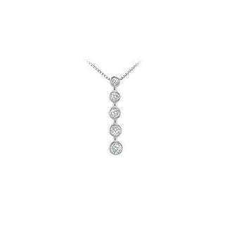 Bezel Diamond Journey Pendant : 14K White Gold - 0.50 CT Diamonds