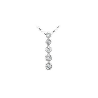 Bezel Diamond Journey Pendant : 14K White Gold - 1.00 CT Diamonds