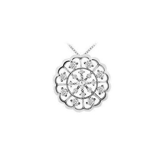 Diamond Flower Pendant : 14K White Gold - 1.00 CT Diamonds