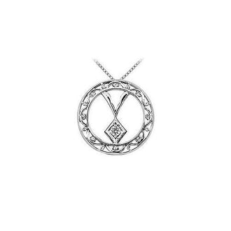 Diamond Circle Pendant : 14K White Gold - 0.15 CT Diamonds