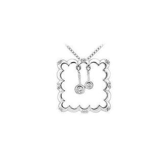 Diamond Frame Design Pendant : 14K White Gold - 0.25 CT Diamonds