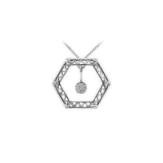 Diamond Geometric Design Pendant : 14K White Gold - 0.15 CT Diamonds