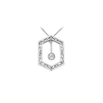 Diamond Frame Design Pendant : 14K White Gold - 0.15 CT Diamonds