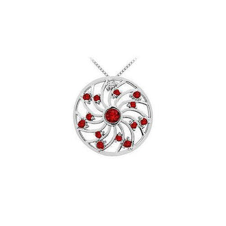 Ruby and Diamond Pendant : 14K White Gold - 0.75 CT TGW