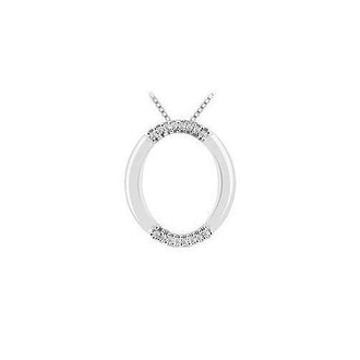 Diamond Oval Pendant : 14K White Gold - 0.10 CT Diamonds