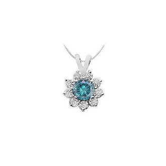 Blue Diamond Pendant : 14K White Gold - 0.75 CT Diamonds