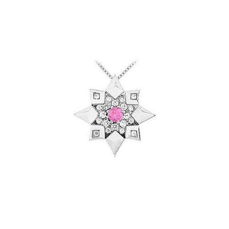 Pink Sapphire and Diamond Star Pendant : 14K White Gold - 0.66 CT TGW