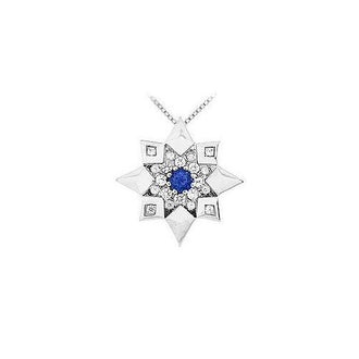 Sapphire and Diamond Star Pendant : 14K White Gold - 0.66 CT TGW
