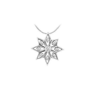 Diamond Flower Pendant : 14K White Gold - 0.15 CT Diamonds