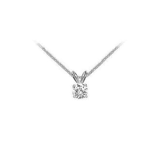 18K White Gold : Prong Set Round Diamond Solitaire Pendant  0.33 CT. TDW.