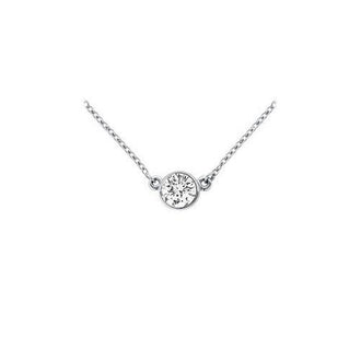 18K White Gold : Bezel Set Round Diamond Solitaire Pendant - 0.25 CT. TDW.