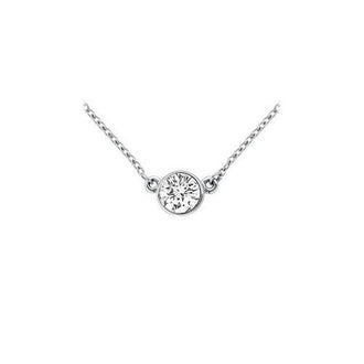 18K White Gold : Bezel Set Round Diamond Solitaire Pendant - 0.50 CT. TDW.