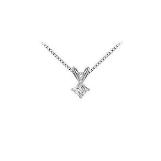 18K White Gold : Princess Cut Diamond Solitaire Pendant  0.15 CT. TDW.