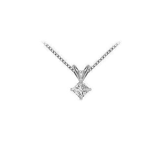 18K White Gold : Princess Cut Diamond Solitaire Pendant  0.33 CT. TDW.