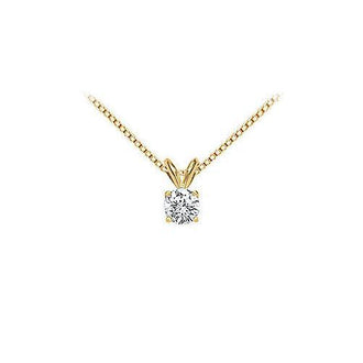 18K Yellow Gold : Prong Set Round Diamond Solitaire Pendant  0.33 CT. TDW.