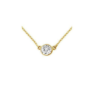 18K Yellow Gold : Bezel Set Round Diamond Solitaire Pendant - 0.50 CT. TDW.