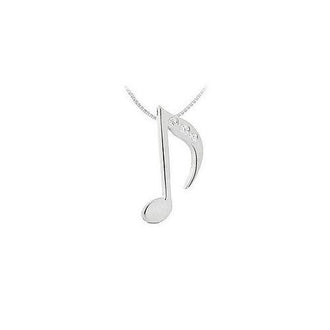 Diamond Music Note Pendant : 14K White Gold - 0.02 CT Diamonds