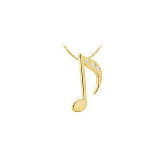 Diamond Music Note Pendant : 14K Yellow Gold - 0.02 CT Diamonds