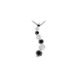 Black and White Diamond Journey Pendant : 14K White Gold - 1.50 CT Diamonds