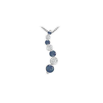 Sapphire and Diamond Journey Pendant : 14K White Gold - 1.00 CT TGW