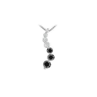 Black and White Diamond Journey Pendant : 14K White Gold - 1.50 CT Diamonds