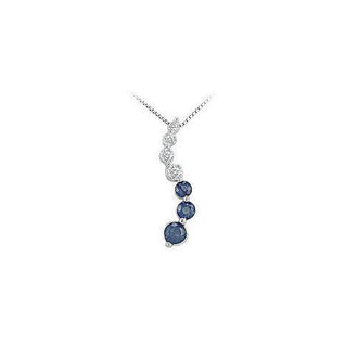 Sapphire and Diamond Journey Pendant : 14K White Gold - 1.50 CT TGW