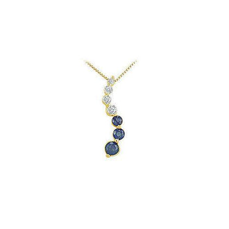 Sapphire and Diamond Journey Pendant : 14K Yellow Gold - 1.50 CT TGW