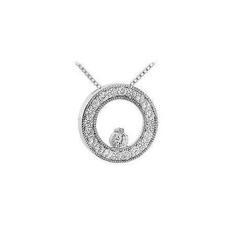 Diamond Circle Pendant : 14K White Gold - 1.00 CT Diamonds