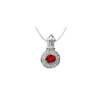 Ruby and Diamond Pendant : 14K White Gold - 1.35 CT TGW