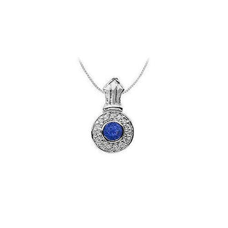 Sapphire and Diamond Pendant : 14K White Gold - 1.35 CT TGW