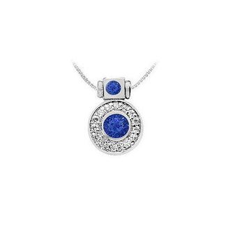 Sapphire and Diamond Pendant : 14K White Gold - 0.50 CT TGW