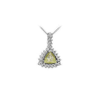 Lemon Quartz and Diamond Pendant : 14K White Gold - 0.75 CT TGW