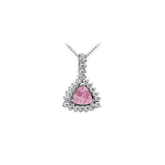 Pink Topaz and Diamond Pendant : 14K White Gold - 0.75 CT TGW