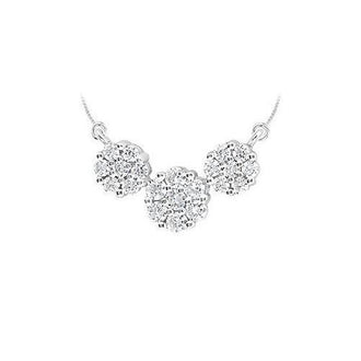 Diamond Flower Pendant : 14K White Gold - 0.50 CT Diamonds