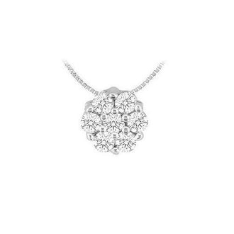 Diamond Flower Pendant : 14K White Gold - 0.15 CT Diamonds