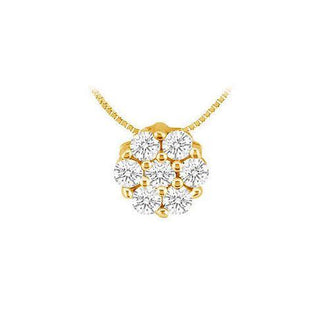 Diamond Flower Pendant : 14K Yellow Gold - 0.15 CT Diamonds