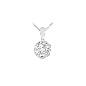 Diamond Flower Pendant : 14K White Gold - 0.25 CT Diamonds