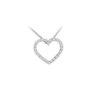 Diamond Heart Pendant : 14K White Gold - 0.25 CT Diamonds