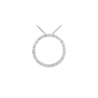 Diamond Circle Pendant : 14K White Gold - 0.50 CT Diamonds