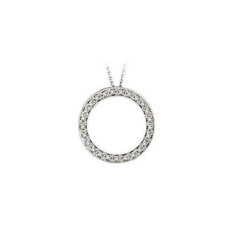 Diamond Circle Pendant : 14K White Gold - 1.00 CT Diamonds