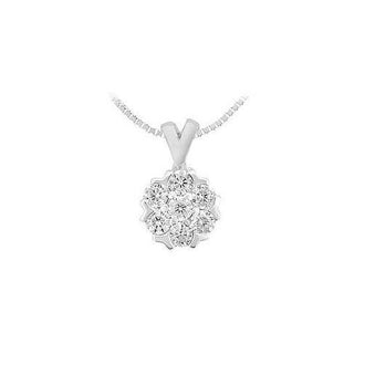 Diamond Flower Pendant : 14K White Gold - 0.25 CT Diamonds