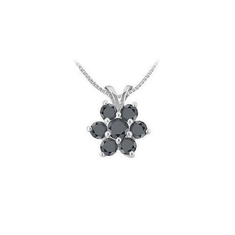 Black Diamond Flower Pendant : 14K White Gold - 0.80 CT Diamonds