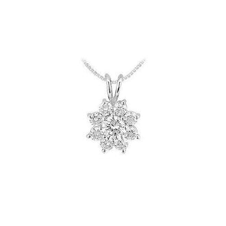 Diamond Flower Pendant : 14K White Gold - 0.75 CT Diamonds