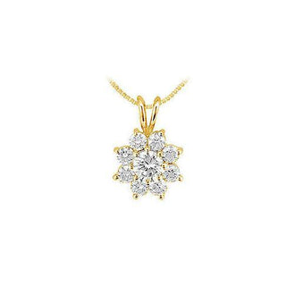 Diamond Flower Pendant : 14K Yellow Gold - 0.75 CT Diamonds