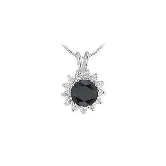 Black and White Diamond Pendant : 14K White Gold - 1.00 CT Diamonds