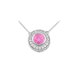 Pink Sapphire and Diamond Pendant : 14K White Gold - 0.66 CT TGW